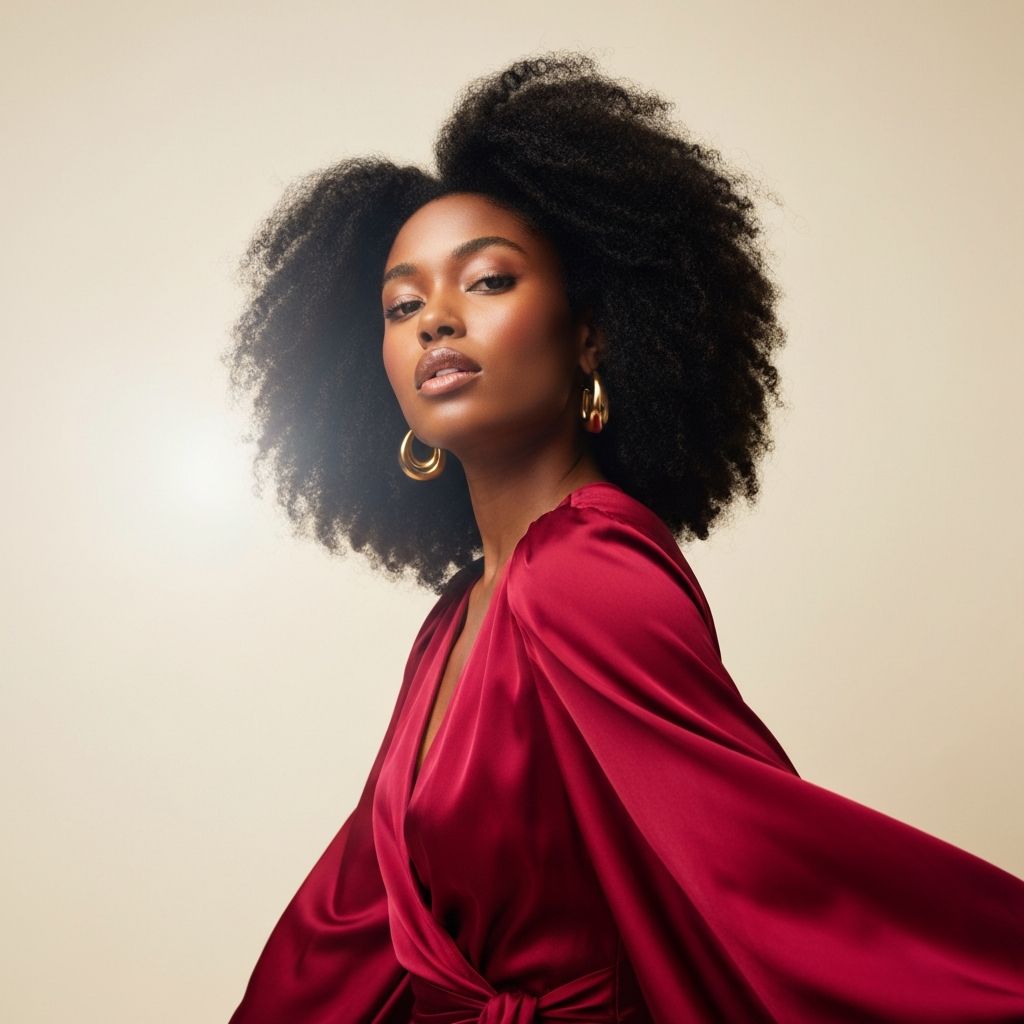 Portrait of Amara Okonkwo, an AI-generated fashion model